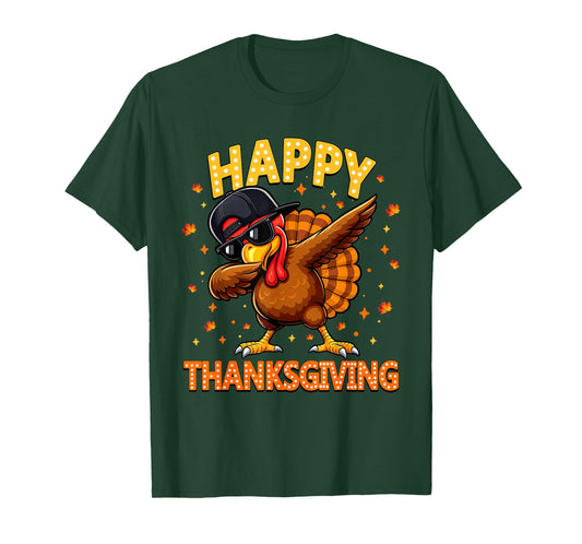 Happy Thanksgiving Funny Dabbing Turkey Thankful Fall Autumn T-Shirt