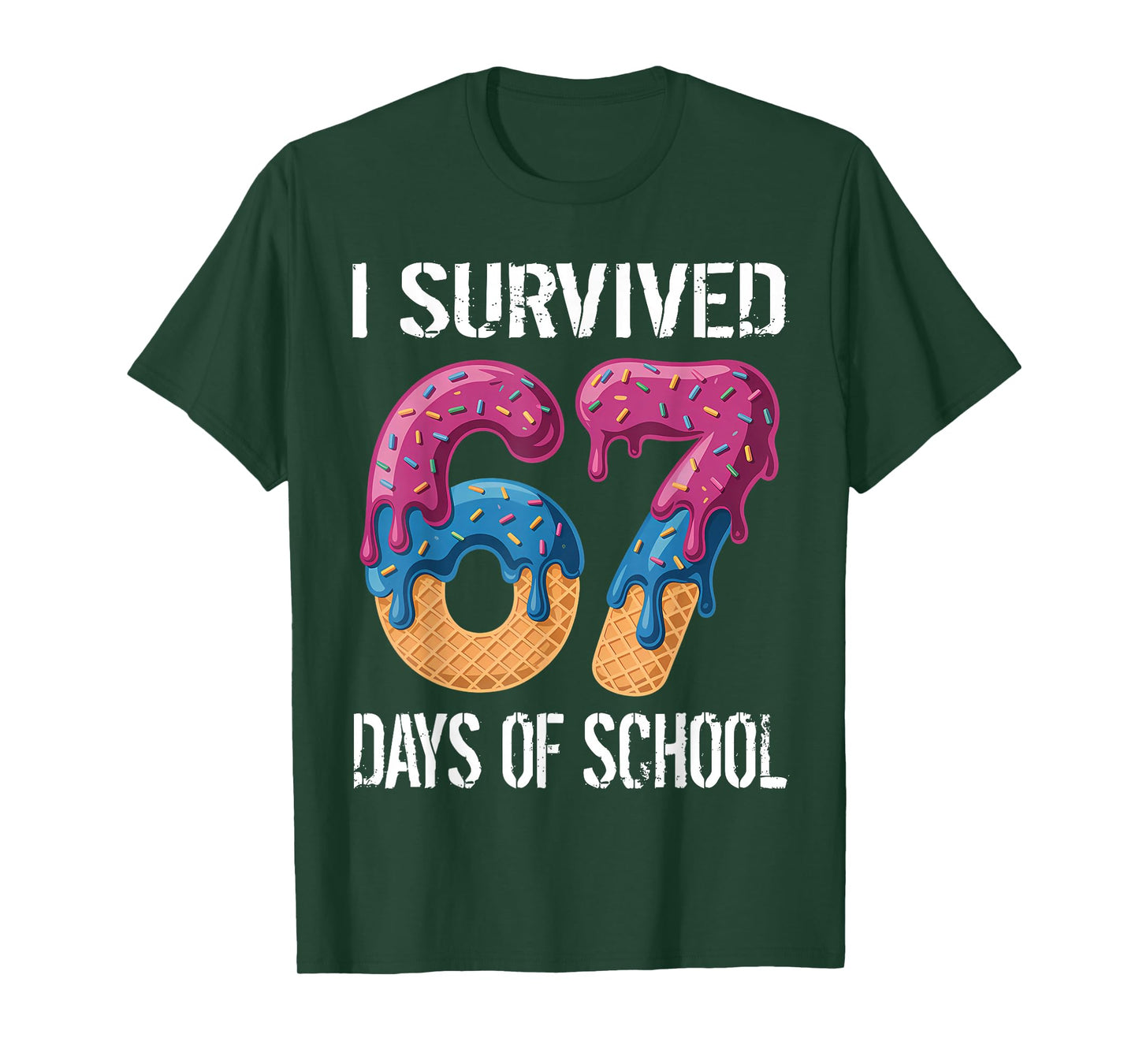 I Survived 67 Days of School Boys Ice Cream Drip Teacher T-Shirt