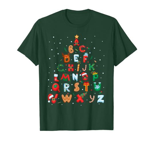 ABCs Learning Kindergarten Teacher Funny Christmas Alphabet T-Shirt