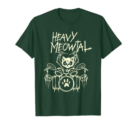 Black & Death Metal Goth Schlagzeuger Band Shirts Heavy Metal Cat Drum Kit Cat Drummer Headbanger Unisex Adult T-Shirt Small Black