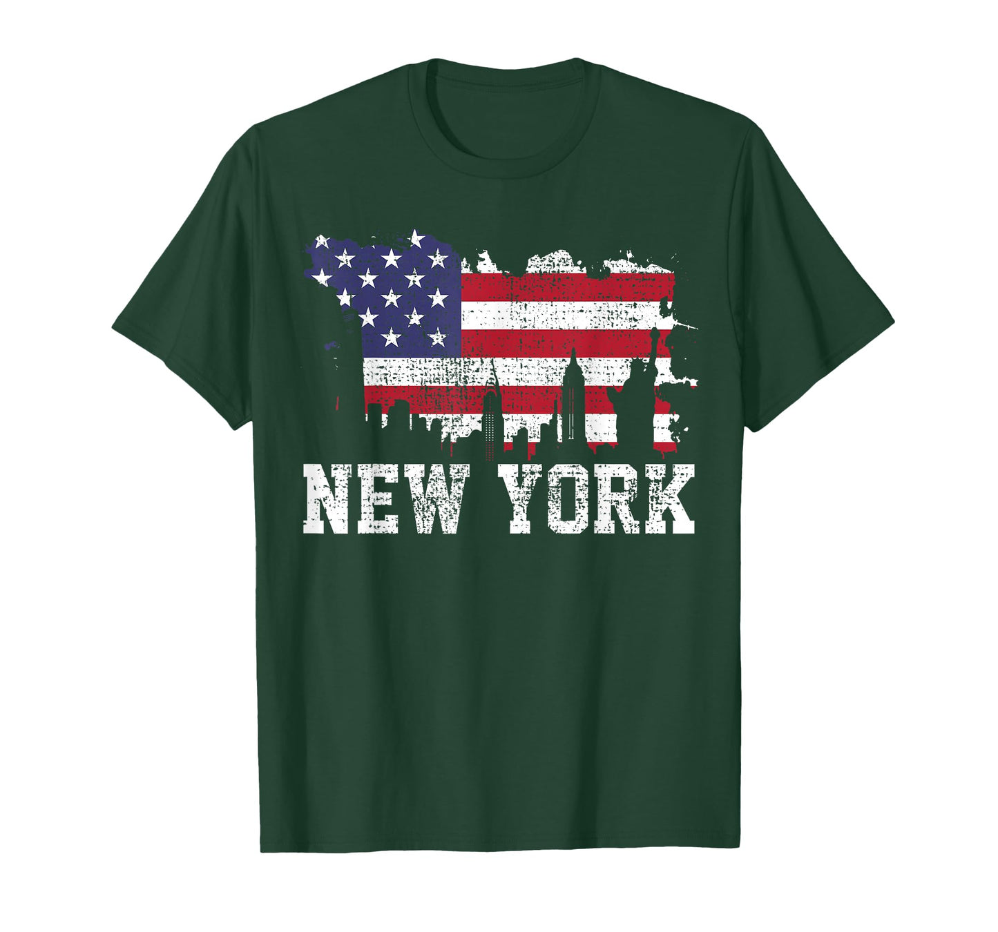 Vintage New York City NYC Skyline USA Flag America Gift T-Shirt
