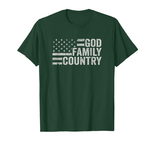 Vintage God Family Country Patriotic Christian American T-Shirt