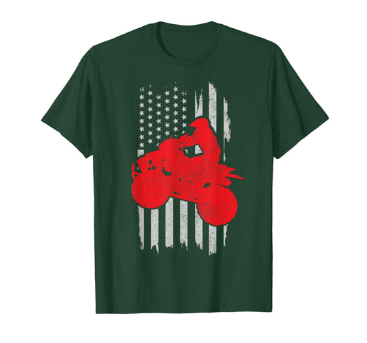 ATV Quad Bike 4 Wheeler American Flag Patriotic ATV Gift Men T-Shirt