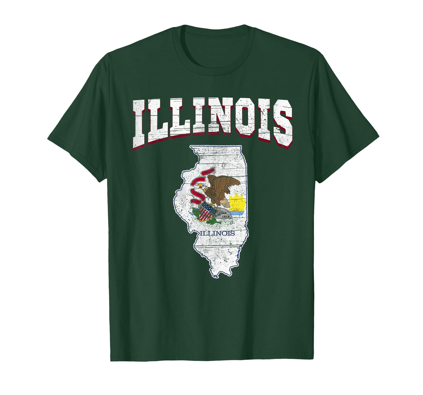 US Citizen Proud America State Flag Land Map Illinois T-Shirt
