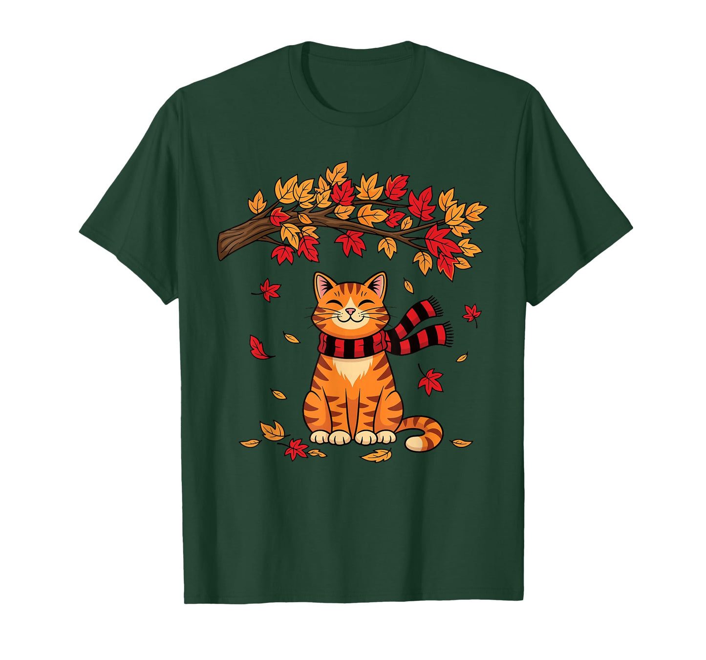 Cute Cat Leaf Fall Autumn Cat Thanksgiving It’s Fall Y’All T-Shirt
