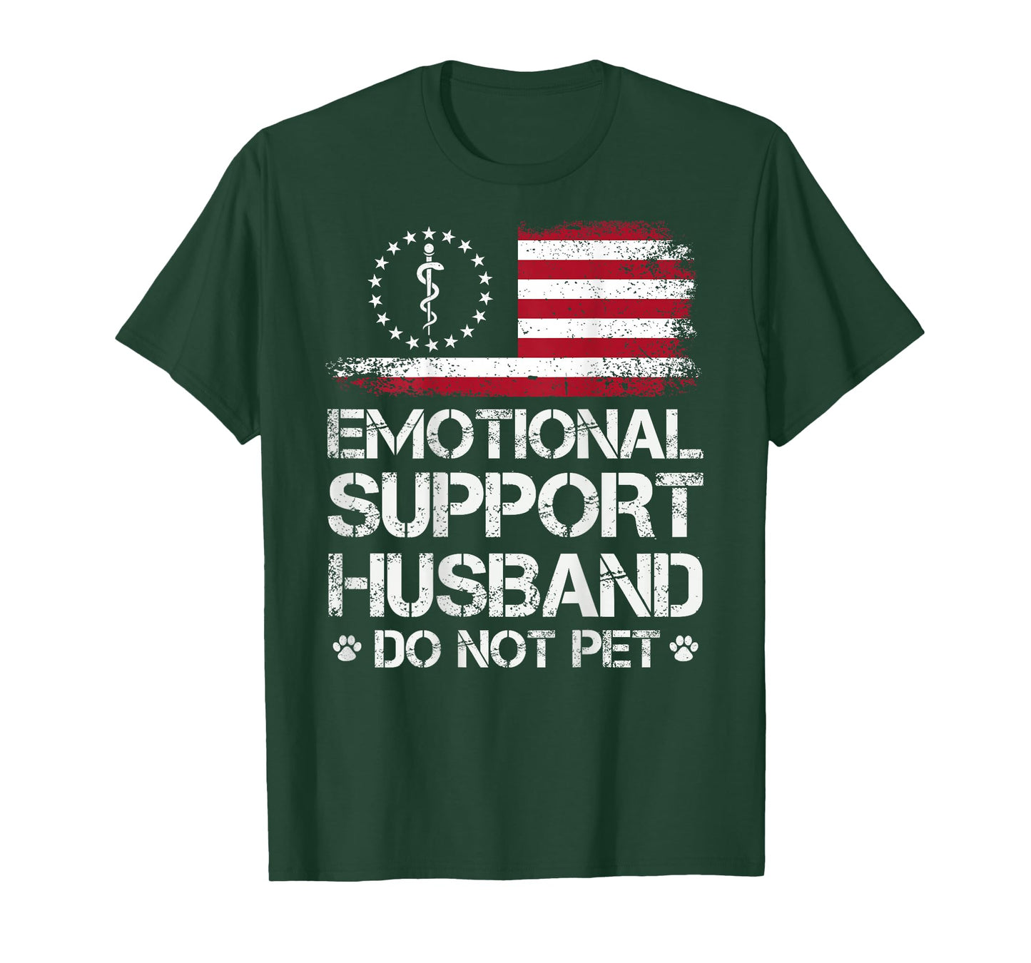ON Back Emotional Support Husband Do Not Pet American Flag T-Shirt