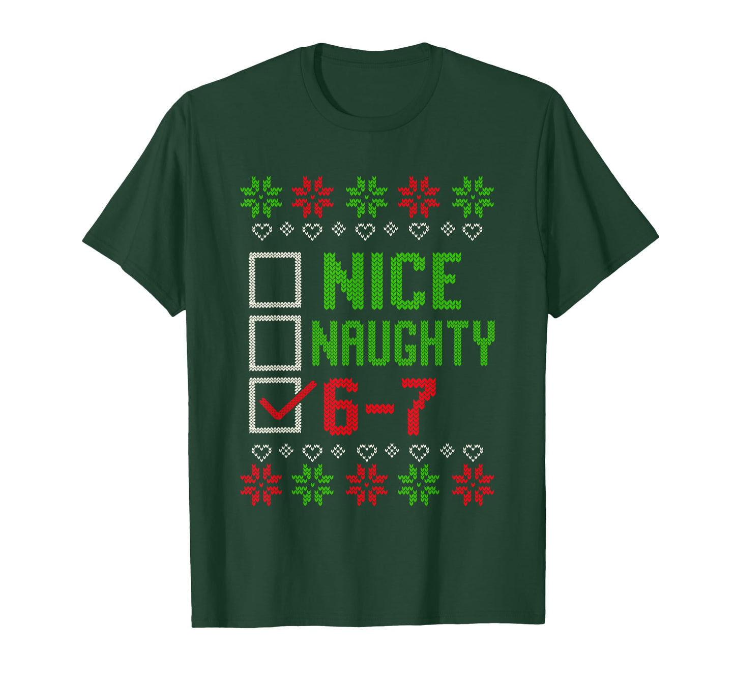 6-7 Meme Nice Naughty 67 Christmas Brain Rot Funny Graphic T-Shirt