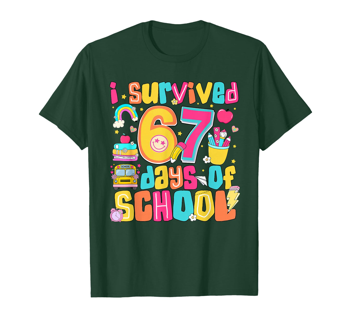 I Survived 67 Days of School Funny Meme Teacher Student Kids T-Shirt