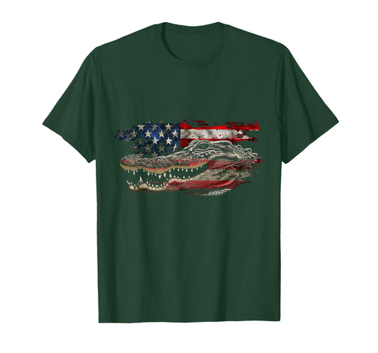 Alligator American Flag Gator Hunter Reptile Patriotic T-Shirt