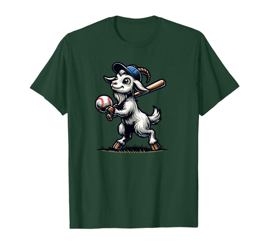 Cute Goat Playing Baseball Men Women Kids T-Shirt