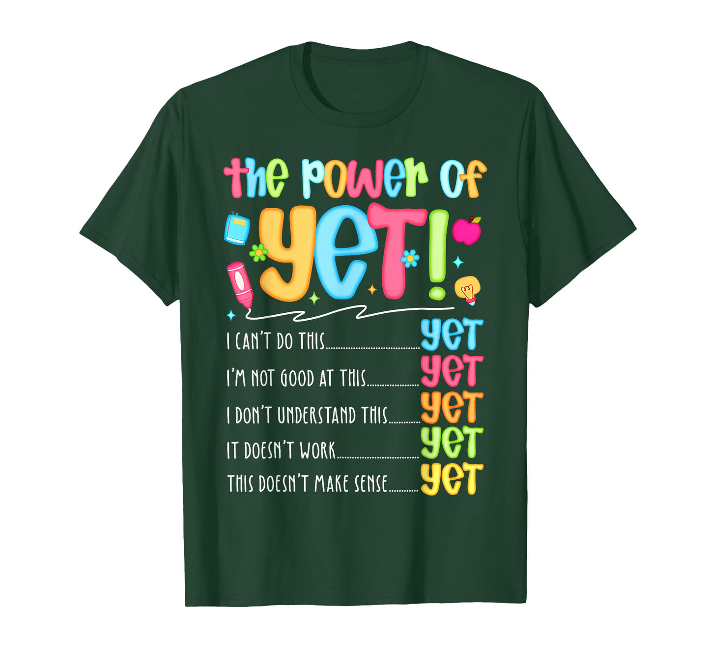 Growth Mindset Teacher Kindness Power of Yet Inspirational T-Shirt