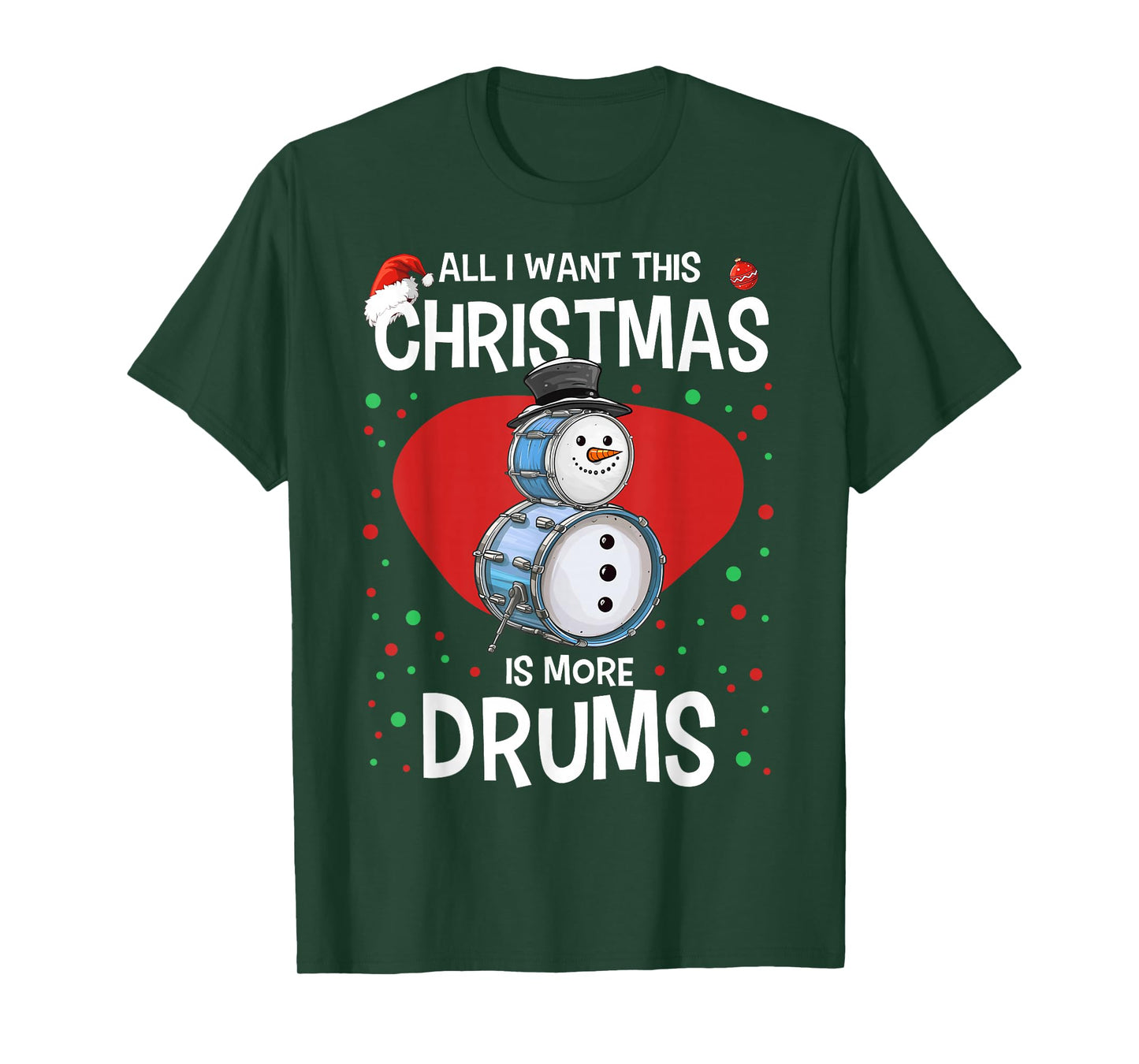 Funny Christmas Snowman Drummer Drums Percussion T-Shirt