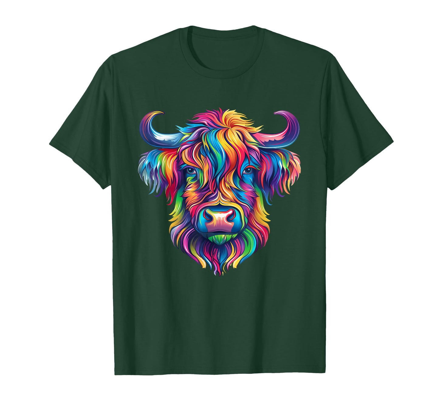 Colorful Scottish Highland Cow Face Highlander Cattle T-Shirt