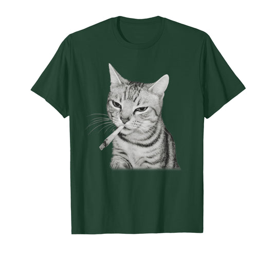 Cigarette Funny Retro Grumpy Smoking Cat Meme Brainrot T-Shirt