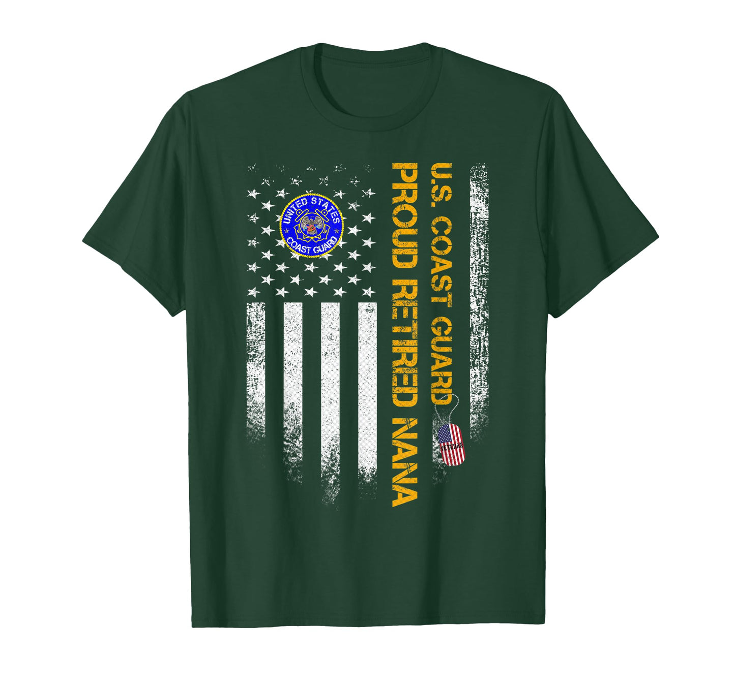 Vintage USA American Flag US Coast Guard Proud Retired Nana Women Men T-Shirt