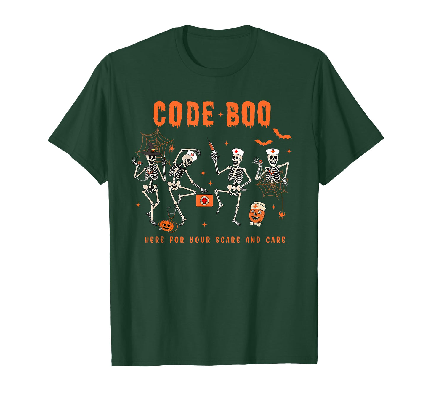 Code Boo Here for Your Scare and Care Nursing Halloween T-Shirt