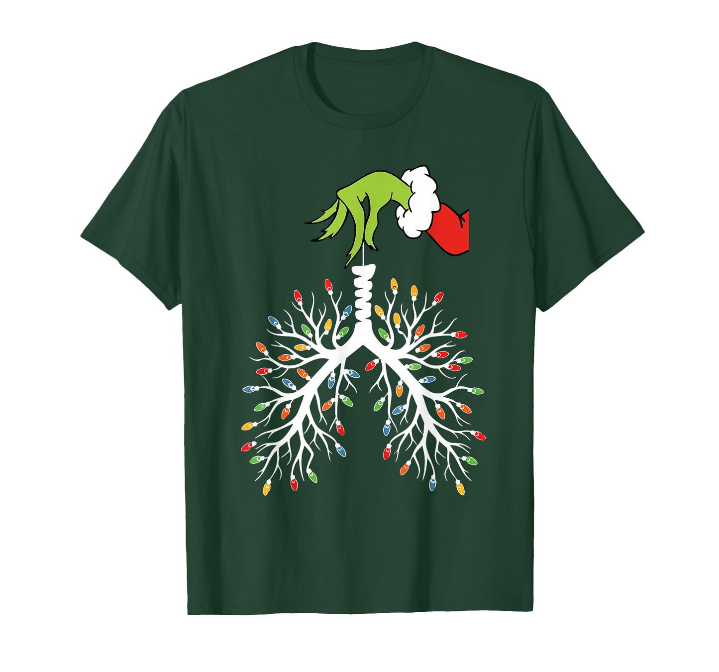 Christmas Nurse Lung Xmas Lights Funny Pulmonologist Holiday T-Shirt