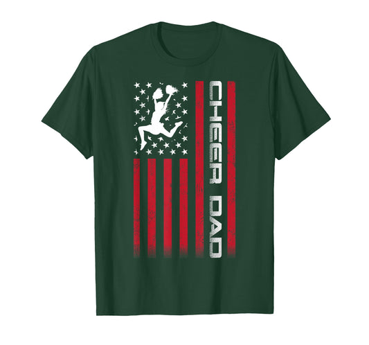 4th of July US Flag Cheer Dad Shirt for Father's Cheer T-Shirt