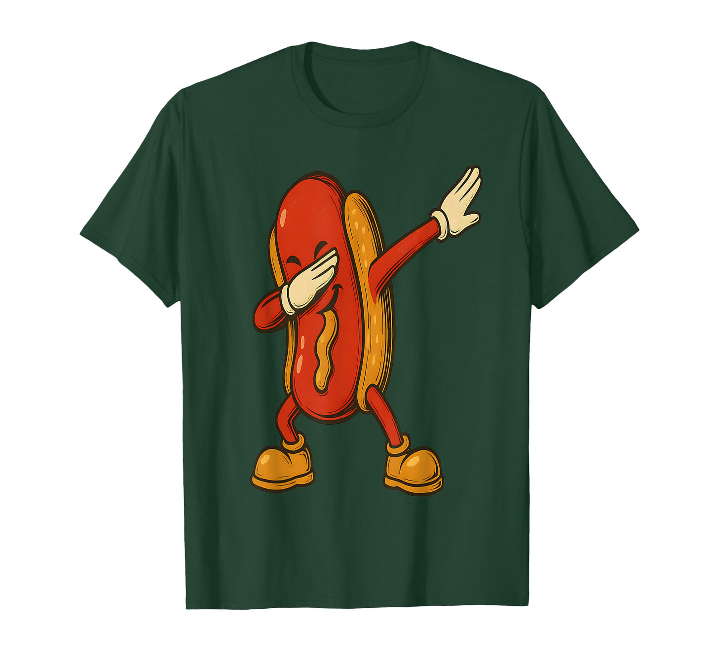 Funny Dabbing Hot Dog Cartoon Food Meme Art T-Shirt