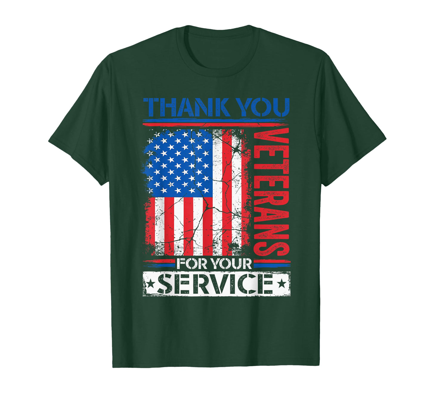 Thank You Veterans American Flag Patriotic Men Women T-Shirt