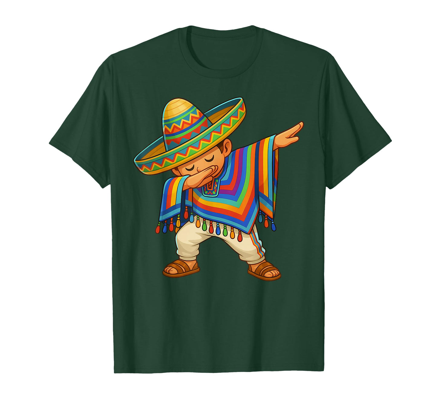Happy Cinco De Mayo Mexican Boy Dabbing Poncho Party Kid T-Shirt