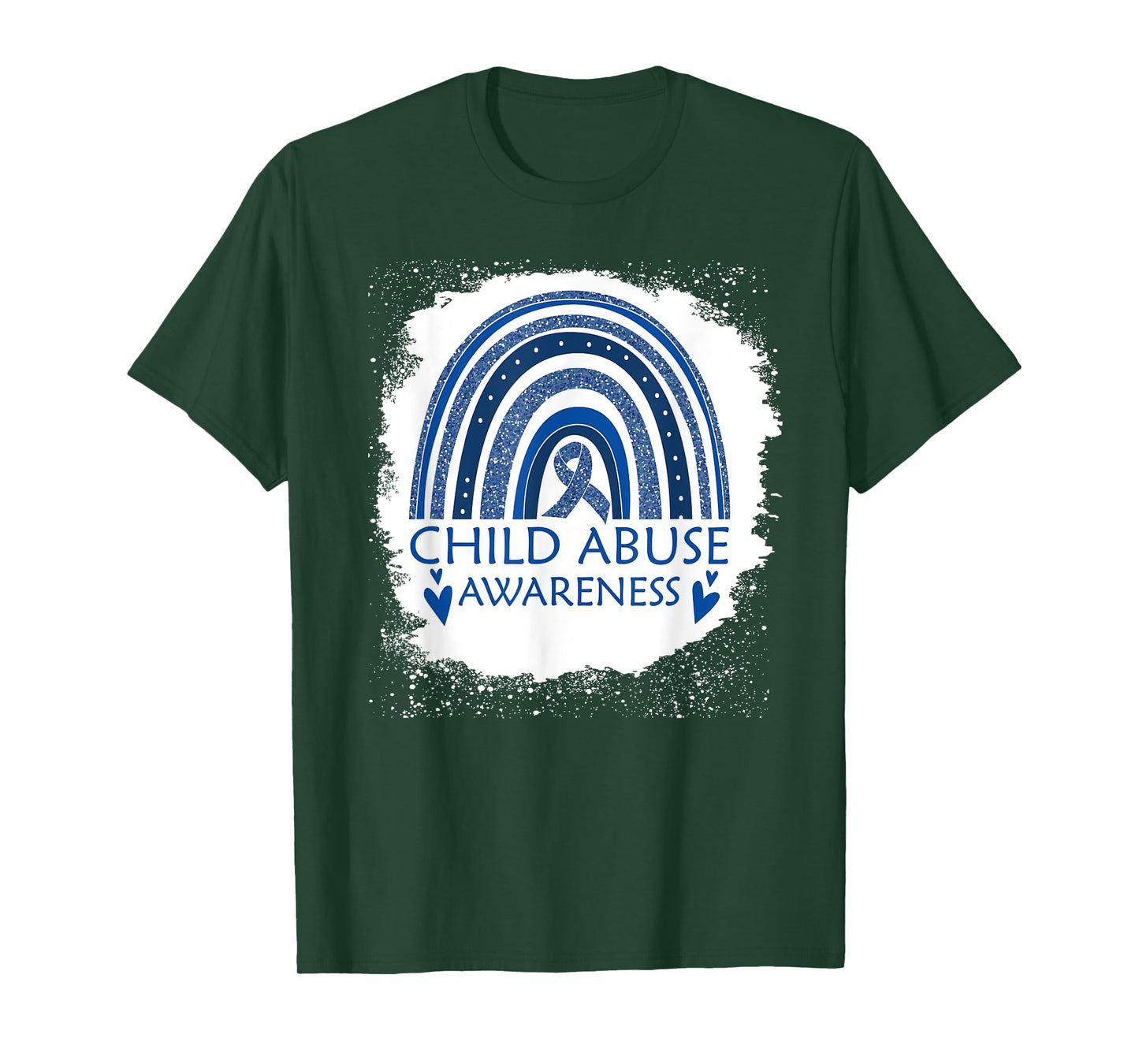 Child Abuse Awareness Bleached Rainbow Blue Ribbon Men T-Shirt