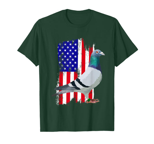 Pigeon Breeders Racing Pigeons Bird 4th July USA Patriotic T-Shirt