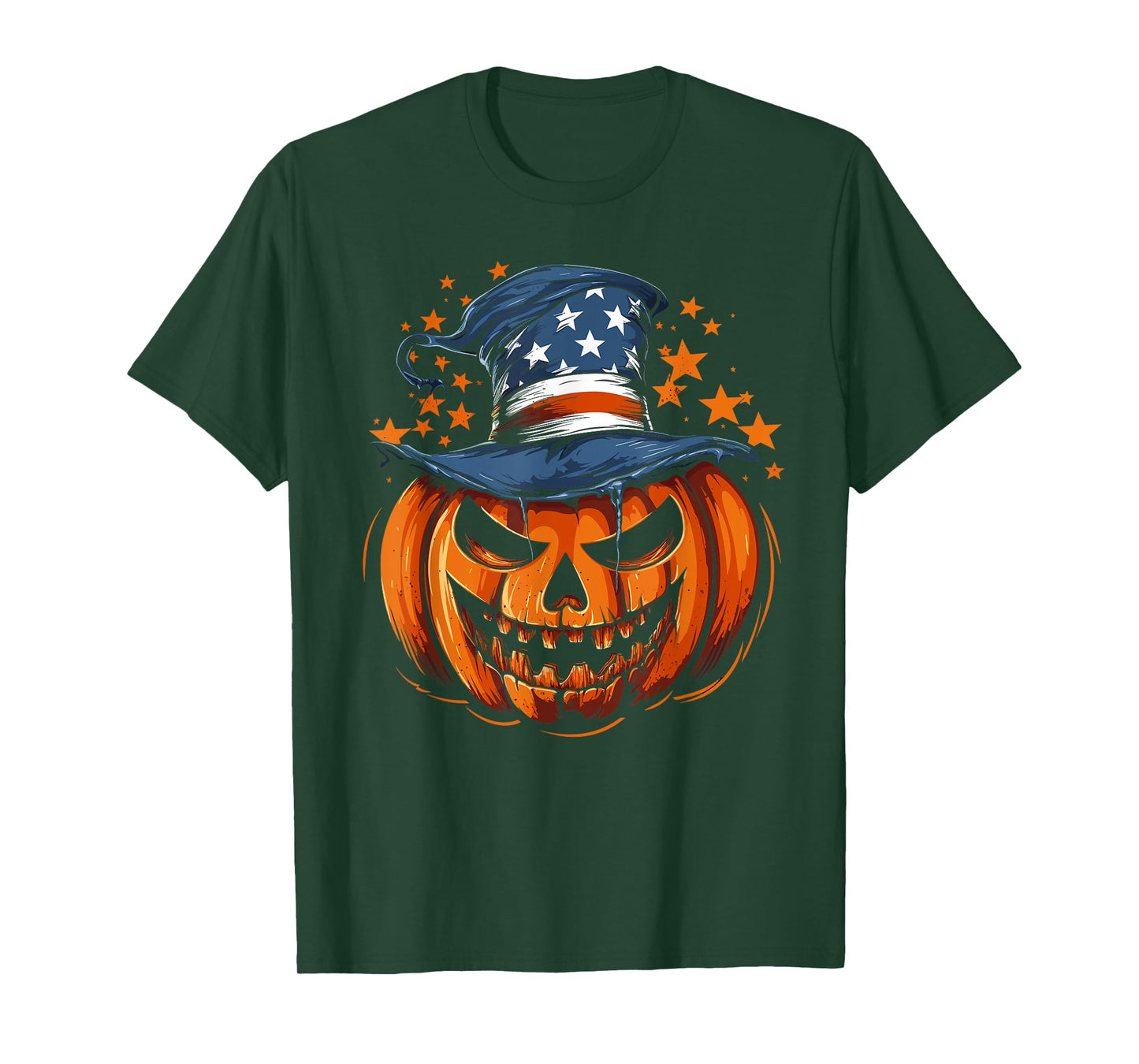 Patriotic USA Flag Halloween Pumpkin Women, Men T-Shirt