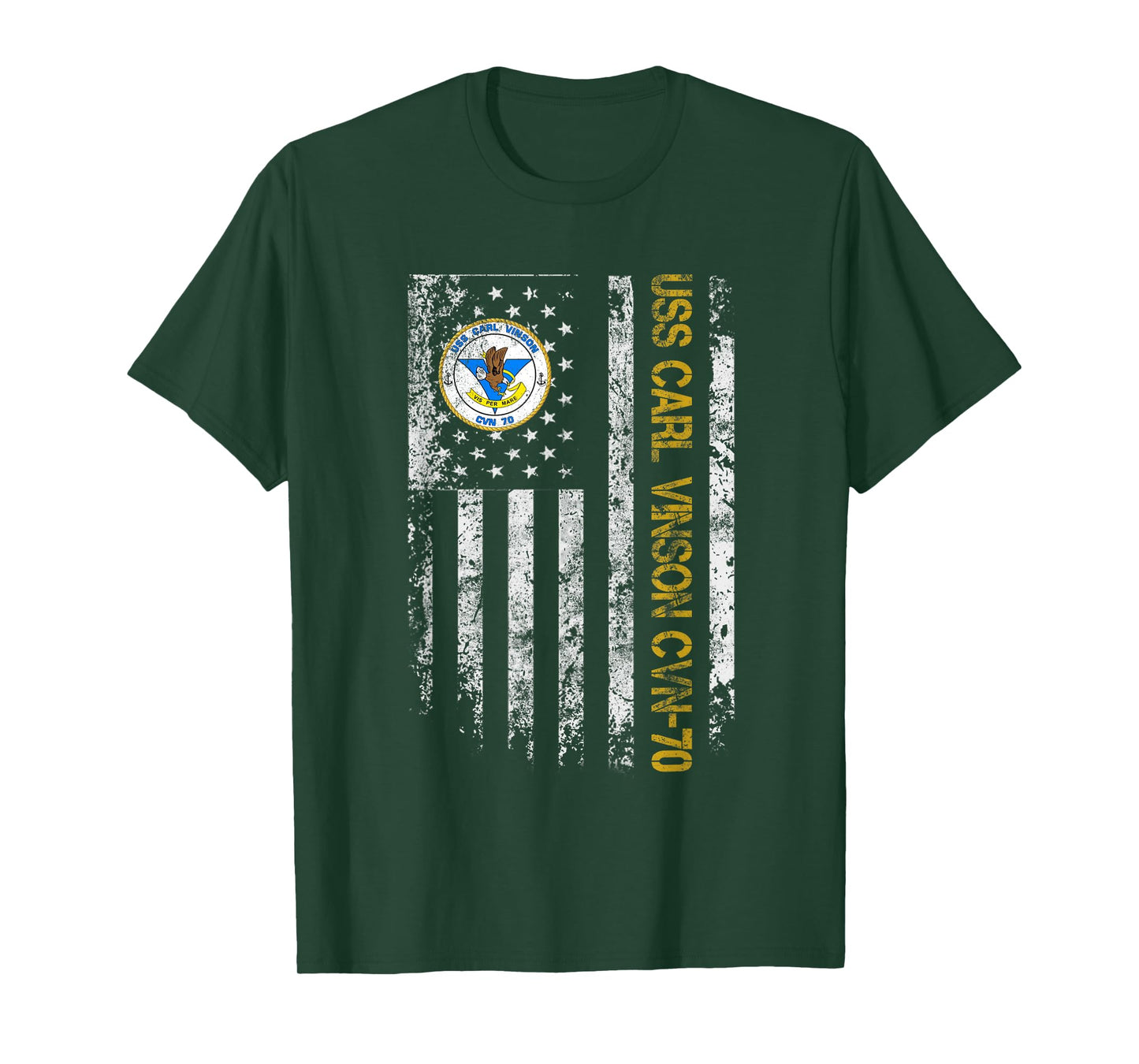 USS Carl Vinson CVN-70 Aircraft Carrier Veteran Flag Vintage T-Shirt