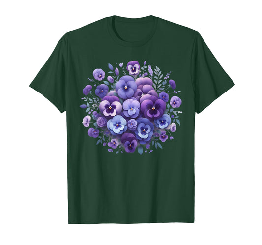 Alzheimer Purple Floral Pansy Dementia Alzheimer's Awareness T-Shirt