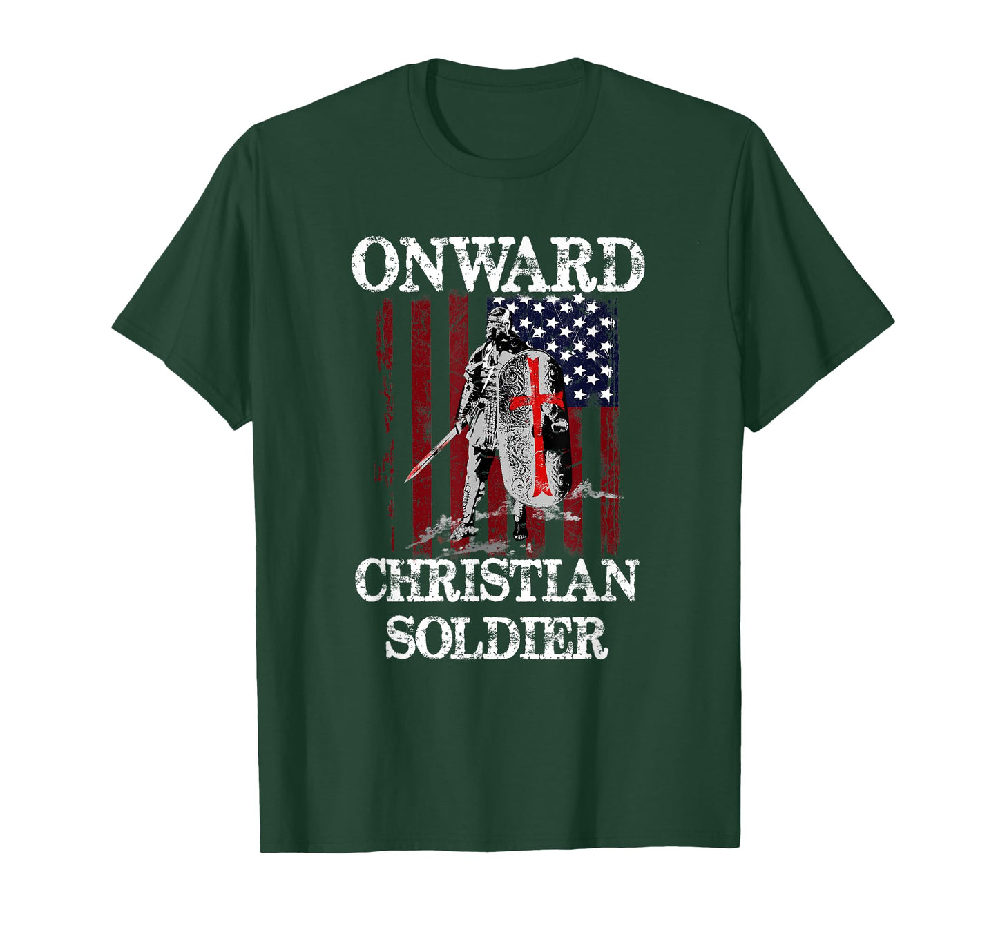 Onward Christian Soldier American Flag Knight Women Kids Men T-Shirt