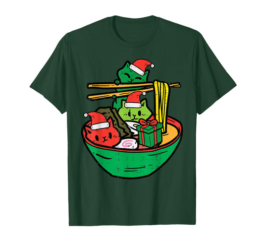Christmas Cats Ramen Xmas Japanese Noodles Women Girls Kids T-Shirt
