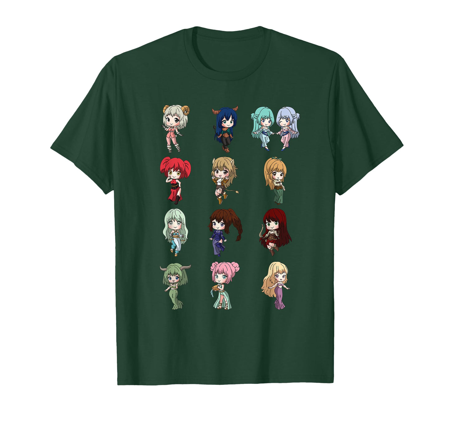 12 Horoscope Kawaii Anime Girl Zodiac Signs Astrology T-Shirt