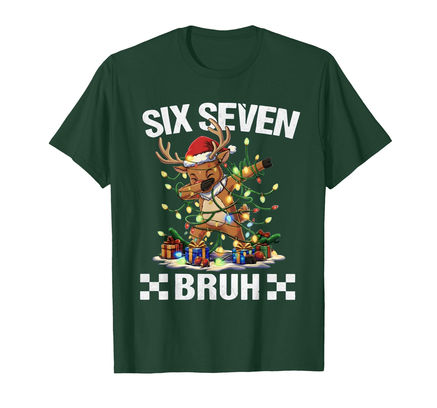 Funny 67 Christmas Six Seven Meme Dabbing Reindeer Boys T-Shirt