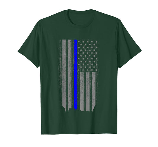 Kids Thin Blue Line Law Enforcement American Flag Shirt Youth T-Shirt