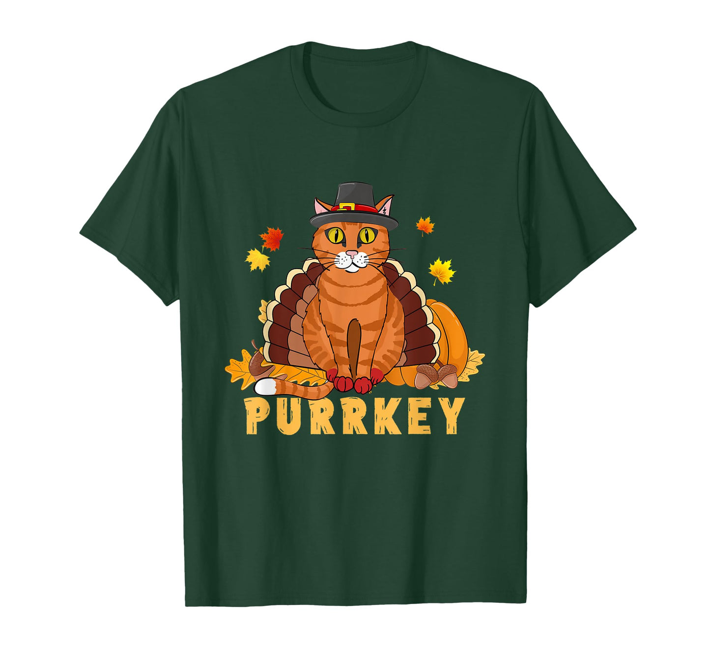 Purrkey Turkey Cat Funny Thanksgiving Cat Kitten Mom Dad T-Shirt for Men Women Kids