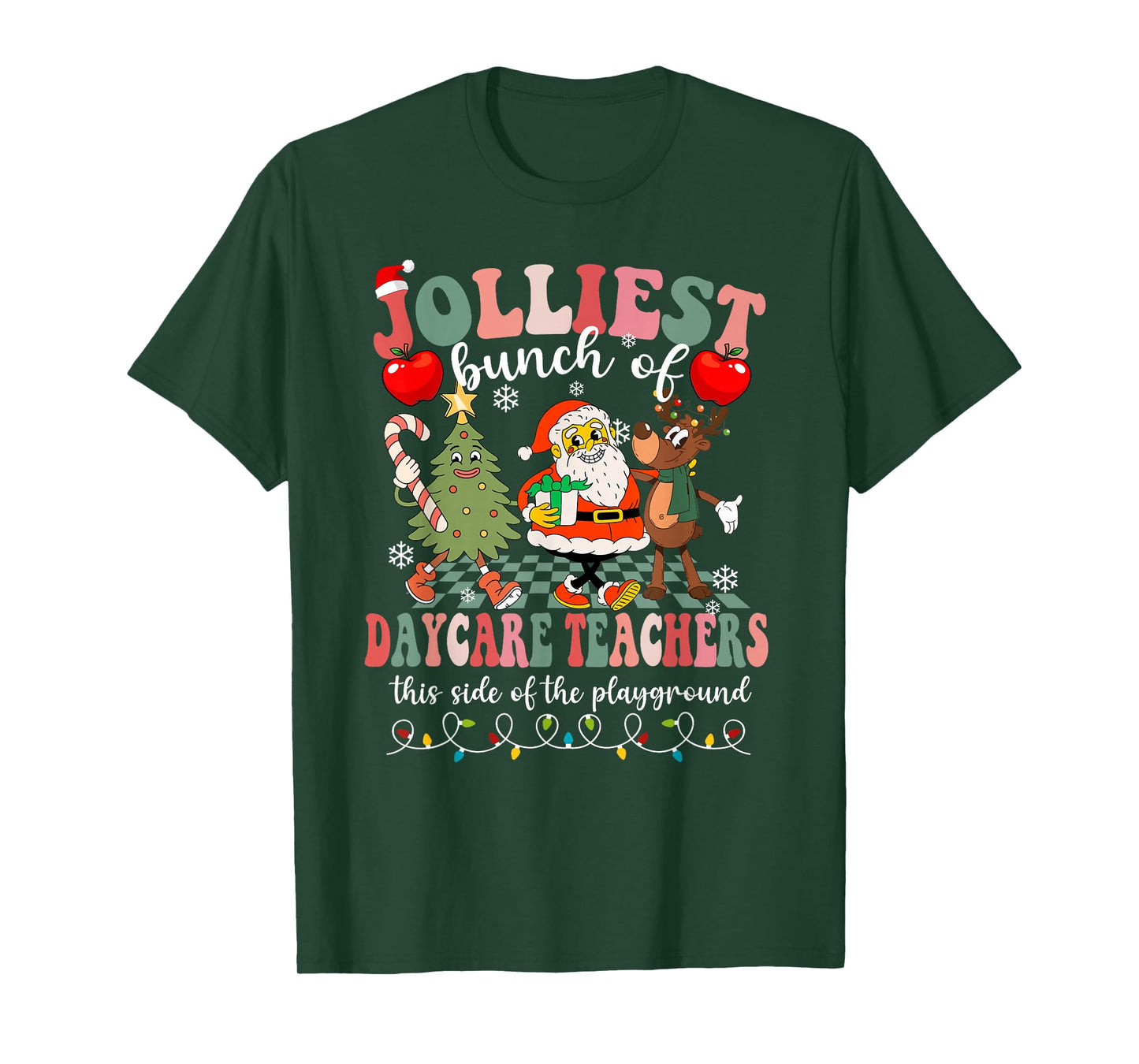 Funny Christmas Xmas Jolliest Bunch of Daycare Teachers T-Shirt