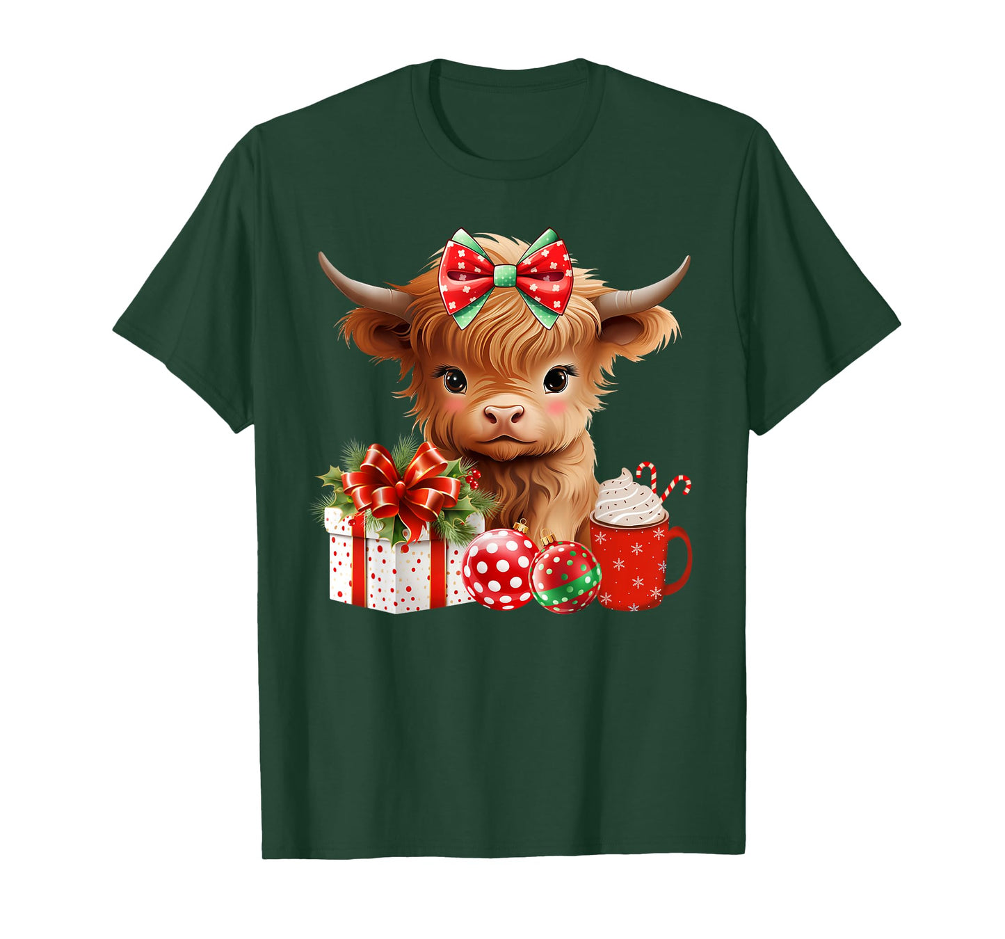 Cute Baby Highland Cow Merry Christmas Farmer Cow Xmas T-Shirt