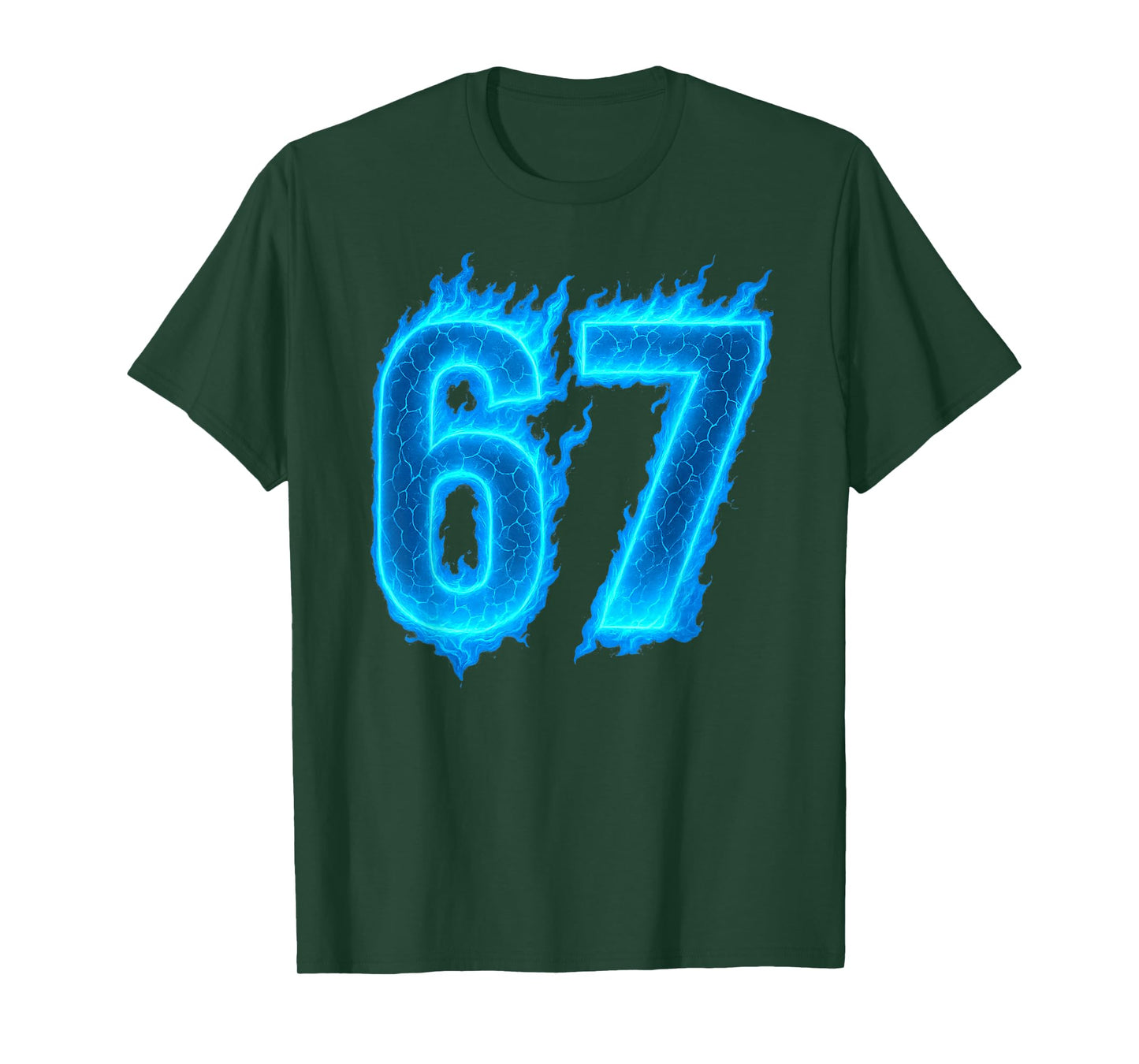 67 Six Seven Blue Flame Colorful Cool Funny 6 7 Meme T-Shirt