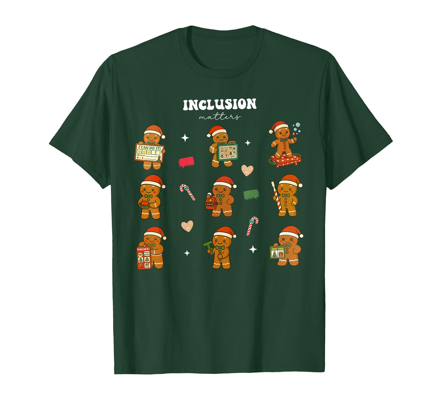 Christmas Inclusion Matter Gingerbread Neurodivergent Autism T-Shirt