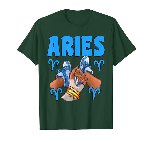 Aries Girl Sneakers Astrology Zodiac Bday Black Women T-Shirt