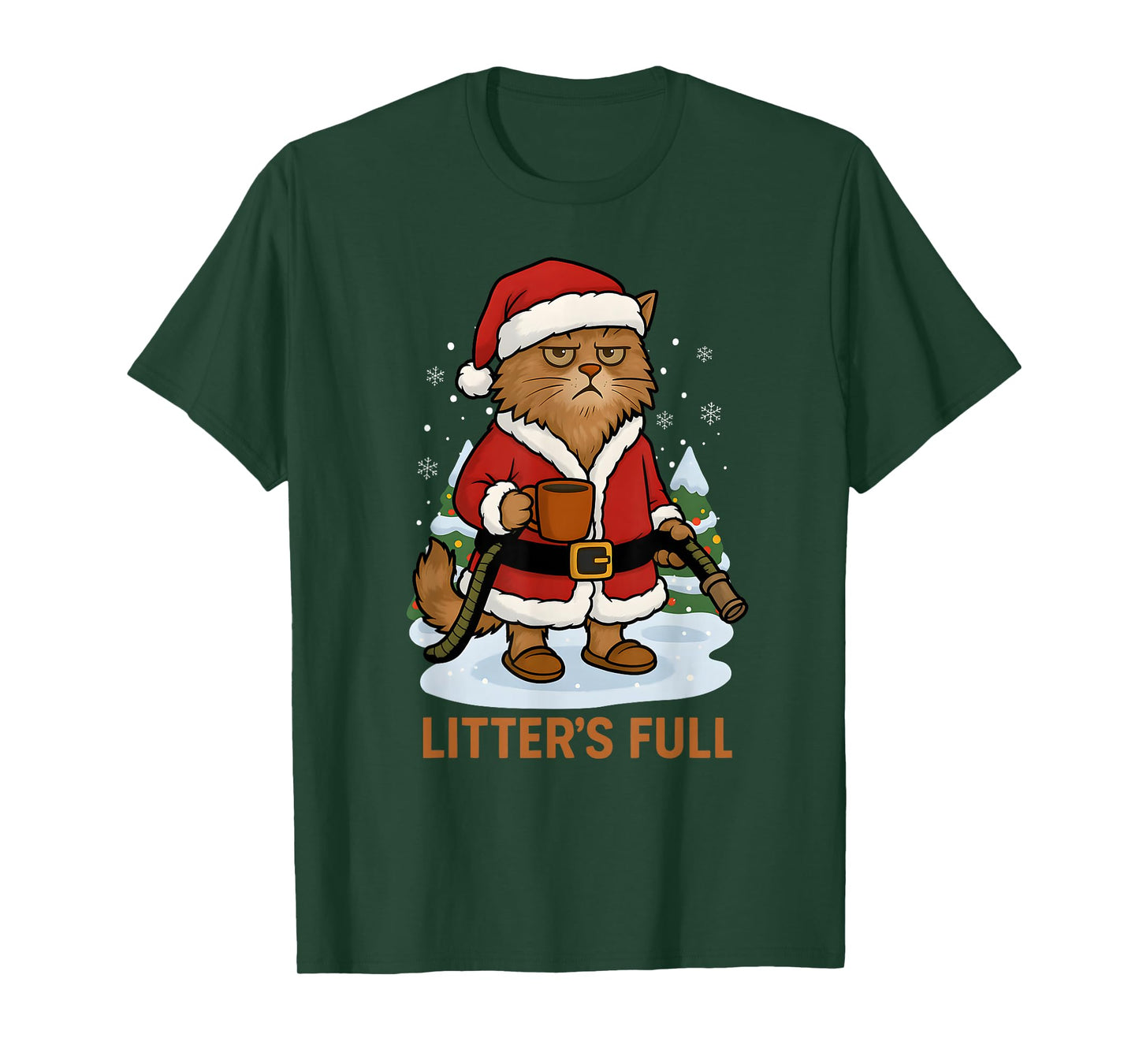 Hilarious Litter’s Full Funny Coffee Cat Lovers Christmas T-Shirt