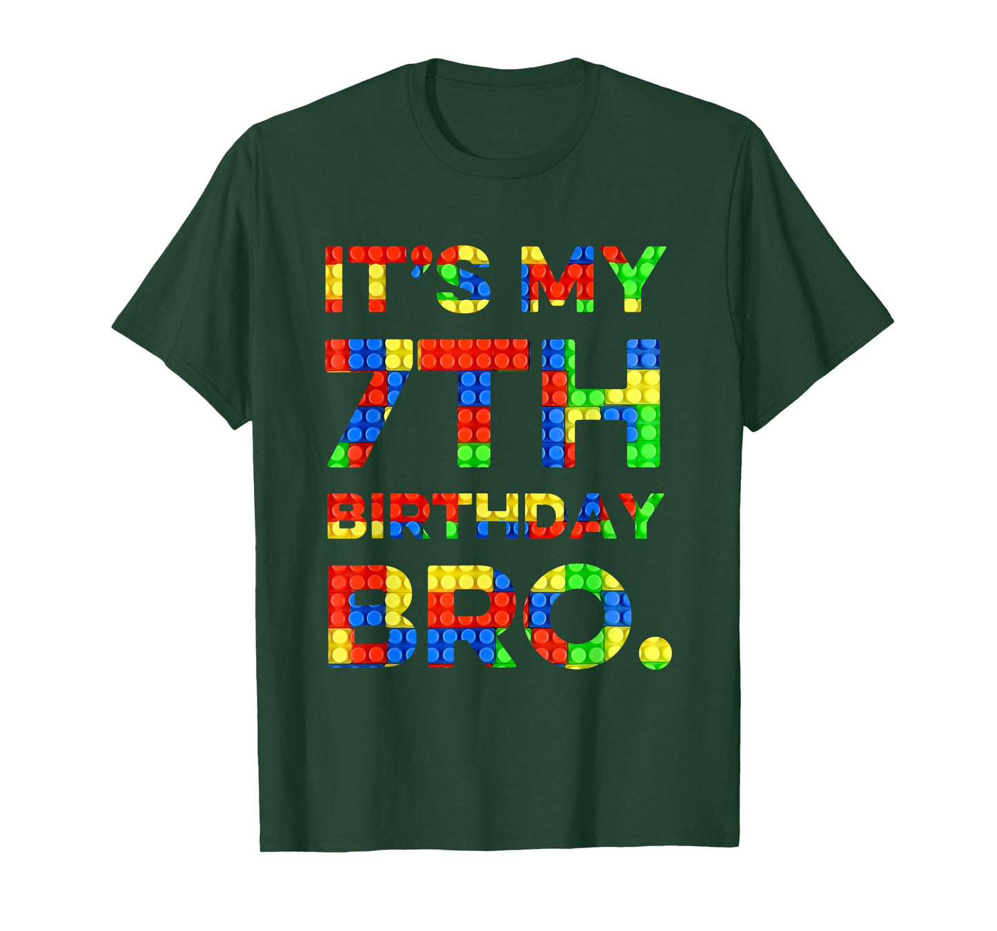 Cute 7th Birthday Shirt 7 Years Old Block Building Boys T-Shirt