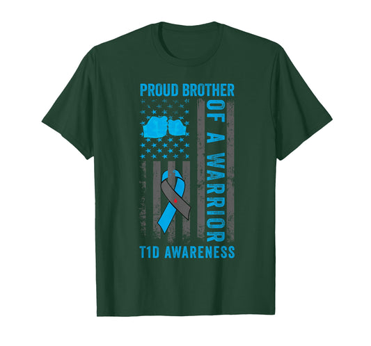 Proud Brother Of A T1D Warrior Type 1 Diabetes Awareness T-Shirt