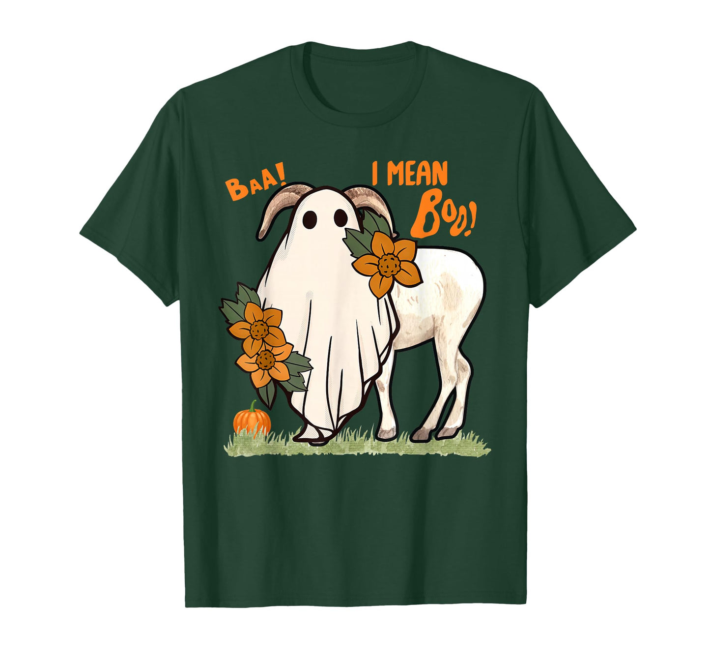 Baa I Mean Boo Halloween Goat Ghost Farmer Animal Scary T-Shirt