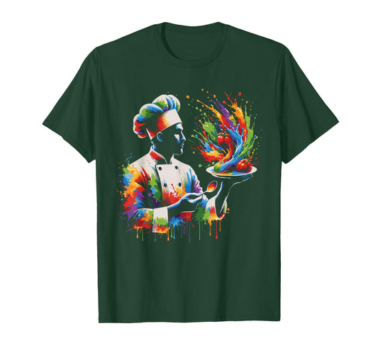 Colorful Chef Design with Splash Art, Kitchen Cooking Lovers T-Shirt