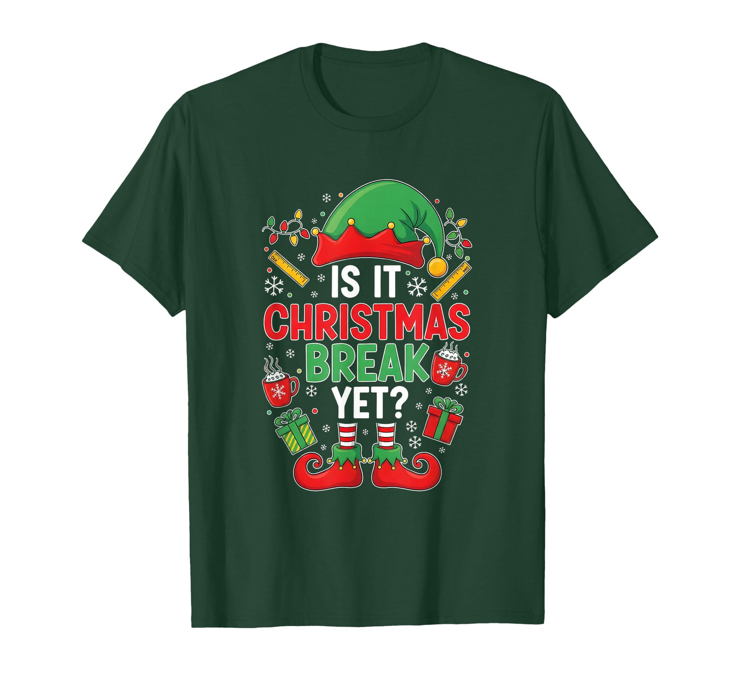 is It Christmas Break Yet Funny Christmas Teacher T-Shirt