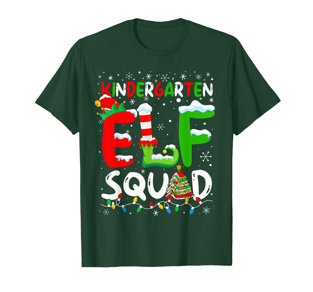 Kindergarten ELF Squad Funny Christmas ELF Student Teacher T-Shirt