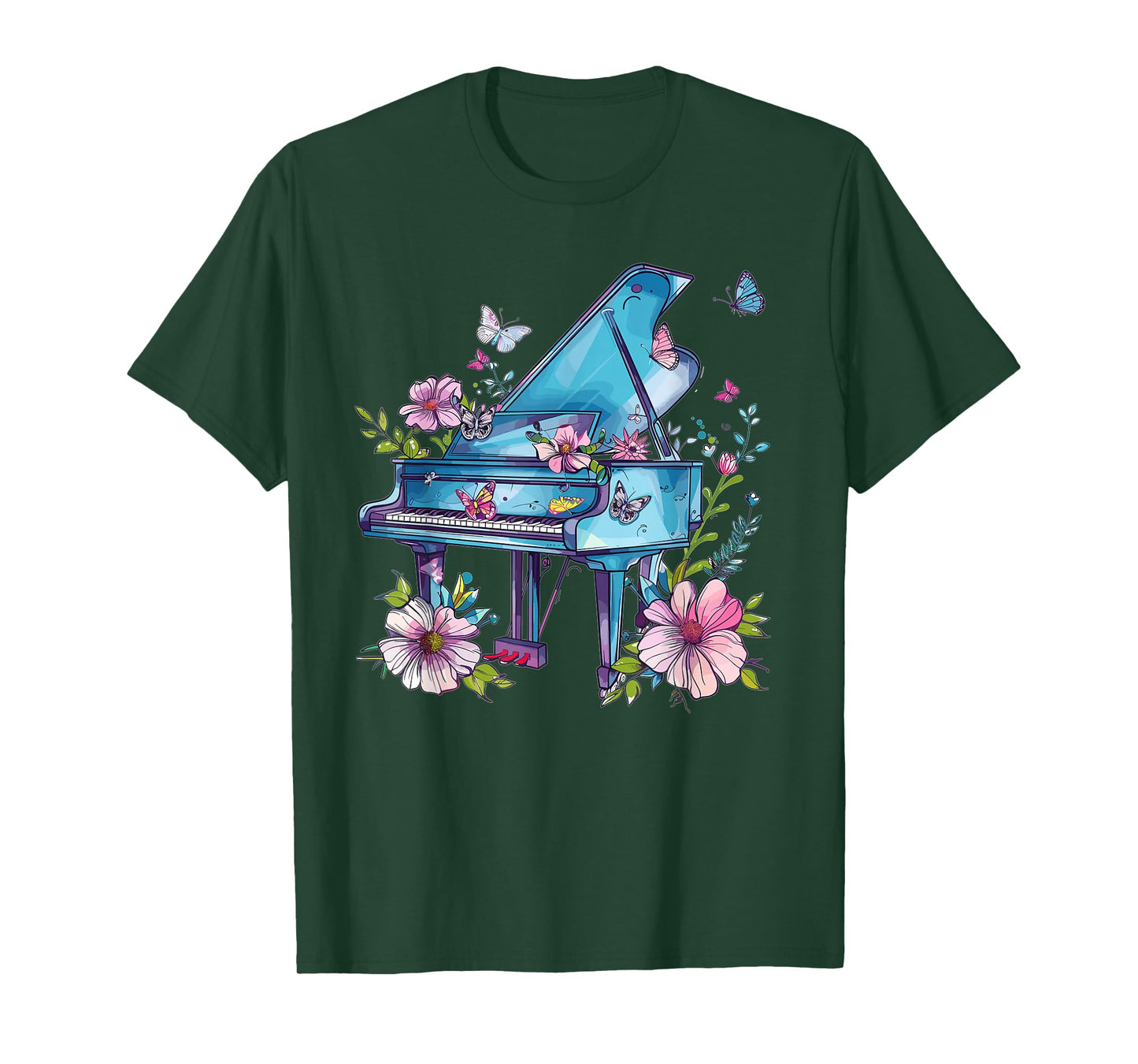 Colorful Piano With Flowers I Music Piano T-Shirt