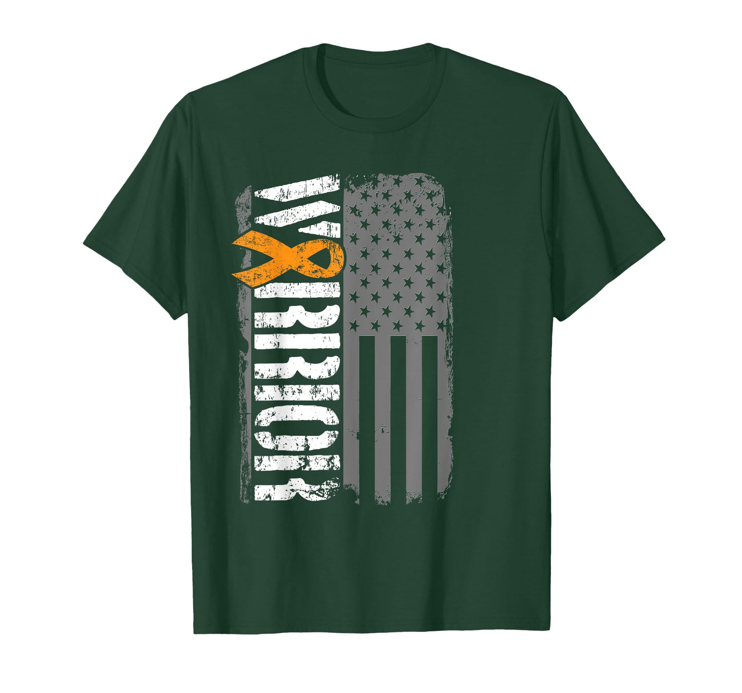 Kidney Cancer Warrior - Sideways Awareness Ribbon USA Flag T-Shirt